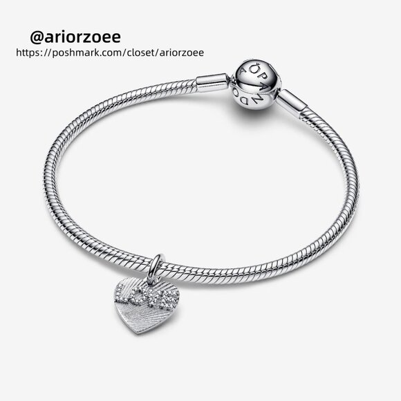 Pandora Engravable Love Heart Dangle Charm - Picture 4 of 7